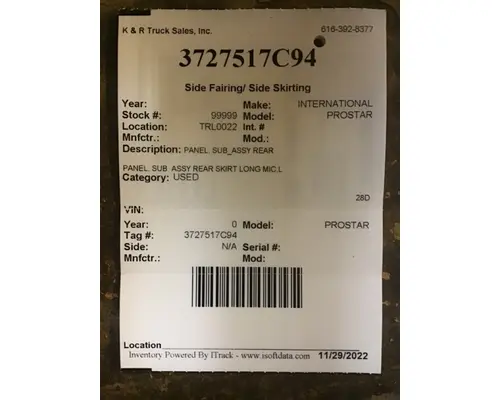 INTERNATIONAL International  Sleeper Fairing