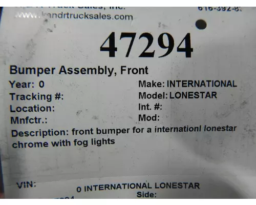 INTERNATIONAL LONESTAR Bumper Assembly, Front