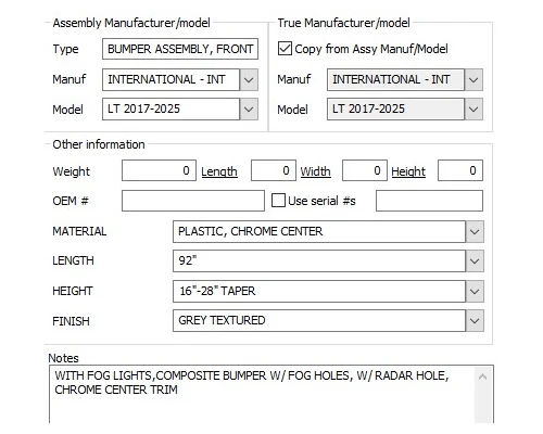 INTERNATIONAL LT 2017-2025 BUMPER ASSEMBLY, FRONT