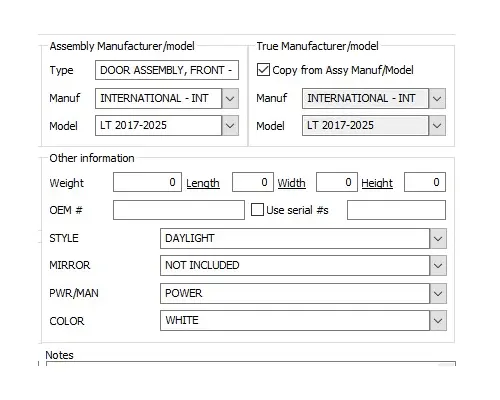 INTERNATIONAL LT 2017-2025 DOOR ASSEMBLY, FRONT