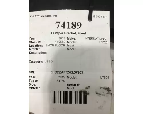 INTERNATIONAL LT625 Bumper Filler Panel