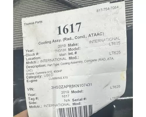 INTERNATIONAL LT625 Cooling Assy. (Rad., Cond., ATAAC)
