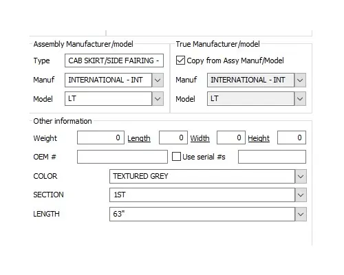 INTERNATIONAL LT CAB SKIRTSIDE FAIRING