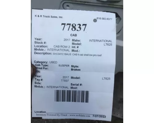 INTERNATIONAL LT Cab