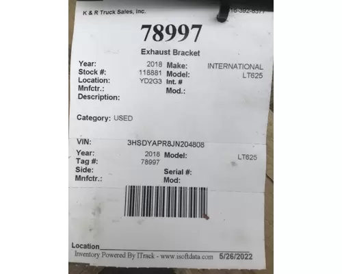 INTERNATIONAL LT Exhaust Bracket