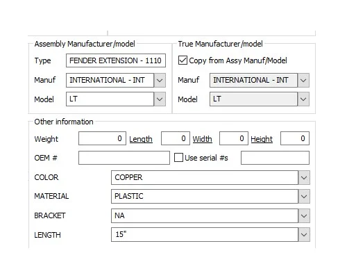 INTERNATIONAL LT FENDER EXTENSION