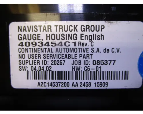 INTERNATIONAL LoneStar_4093454C1 Instrument Cluster