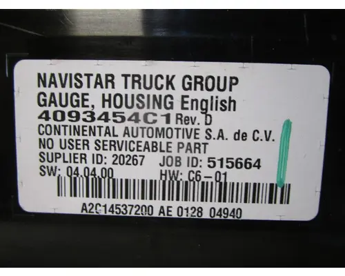 INTERNATIONAL LoneStar_4093454C1 Instrument Cluster