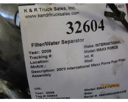INTERNATIONAL MAXX FORCE Fuel FilterWater Separator