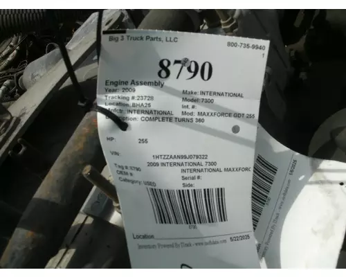 INTERNATIONAL MAXXFORCE GDT 255 Engine Assembly
