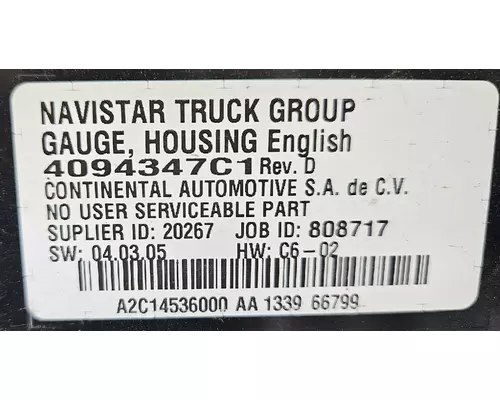 INTERNATIONAL MV607 Instrument Cluster