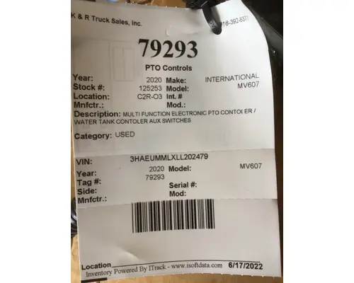 INTERNATIONAL MV607 PTO Controls 413