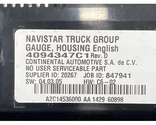 INTERNATIONAL MV Instrument Cluster