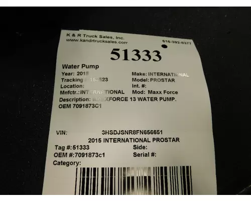 INTERNATIONAL Maxx Force Water Pump