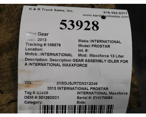 INTERNATIONAL Maxxforce 13 Liter  Idler Gear