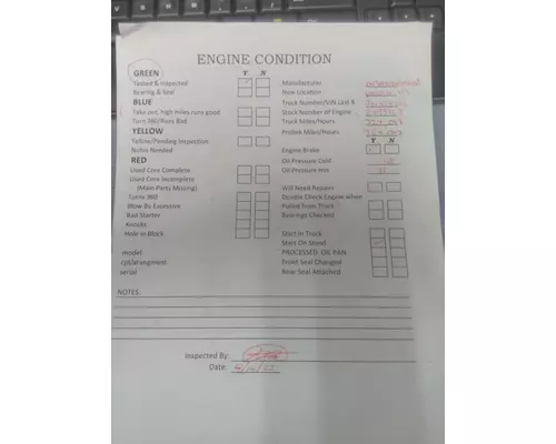 INTERNATIONAL N13 2015< (ECM# 7095698C1) ENGINE ASSEMBLY
