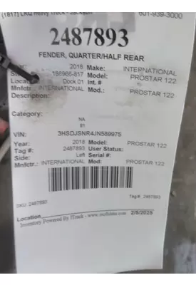 INTERNATIONAL PROSTAR 122 FENDER, QUARTER/HALF REAR