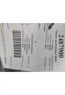 INTERNATIONAL PROSTAR 122 FENDER, QUARTER/HALF REAR