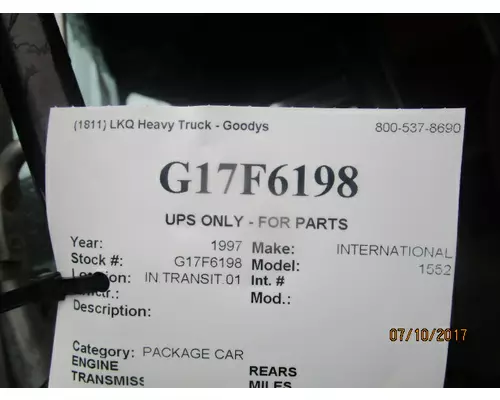 INTERNATIONAL PROSTAR 122 FENDER EXTENSION