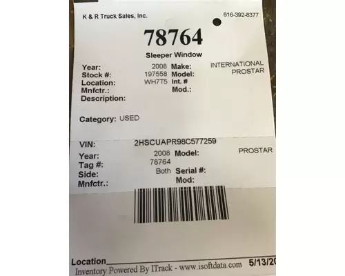 INTERNATIONAL PROSTAR Back Glass