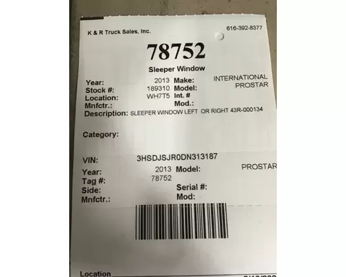 INTERNATIONAL PROSTAR Back Glass
