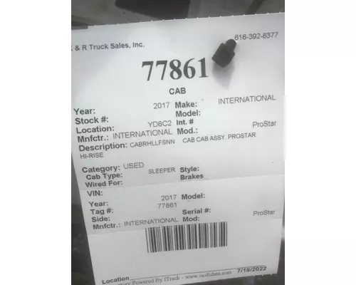 INTERNATIONAL PROSTAR Cab