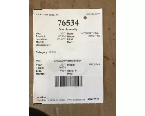 INTERNATIONAL PROSTAR Door Assembly, Front
