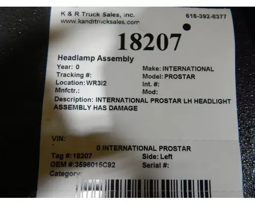 INTERNATIONAL PROSTAR Headlamp Assembly