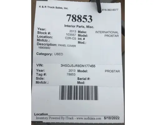 INTERNATIONAL PROSTAR Interior Miscellaneous Panels