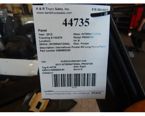 INTERNATIONAL PROSTAR Interior Parts, Misc.