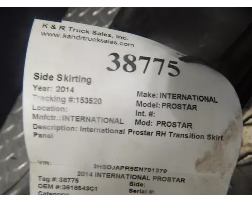 INTERNATIONAL PROSTAR Side Fairing Side Skirting