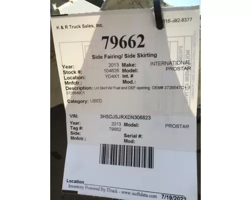 INTERNATIONAL PROSTAR Side Fairing