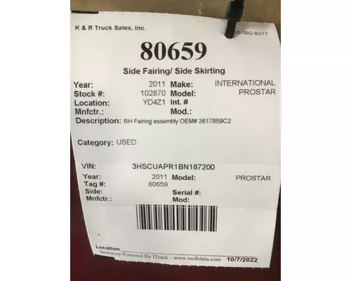 INTERNATIONAL PROSTAR Side Fairing