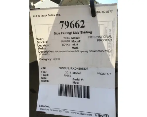 INTERNATIONAL PROSTAR Sleeper Fairing