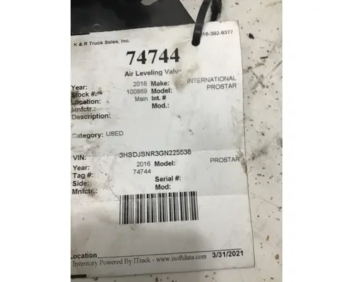 INTERNATIONAL PROSTAR Valve, Air Leveling