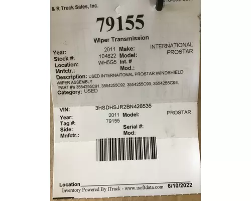INTERNATIONAL PROSTAR Wiper Transmission