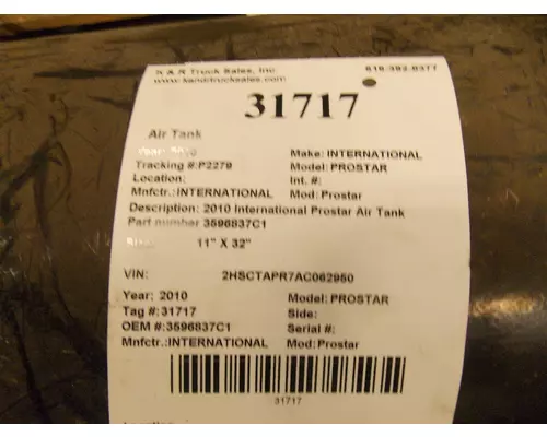 INTERNATIONAL Prostar  Air Tanks and Brackets