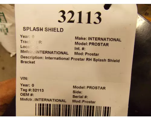 INTERNATIONAL Prostar  Splash Shield