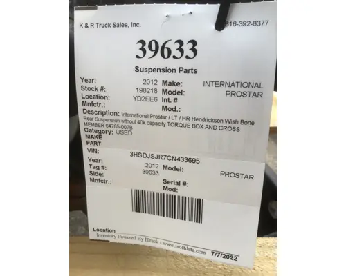 INTERNATIONAL Prostar Cab Air Ride