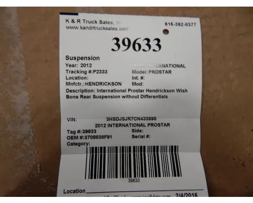 INTERNATIONAL Prostar Cab Air Ride
