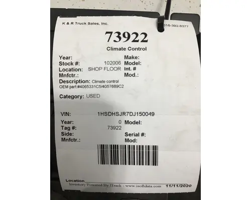 INTERNATIONAL Prostar Dash  Console Switch