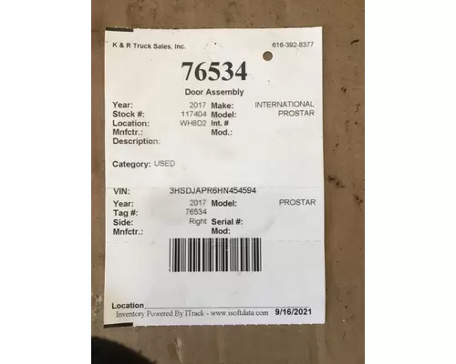 INTERNATIONAL Prostar Door Assembly, Front