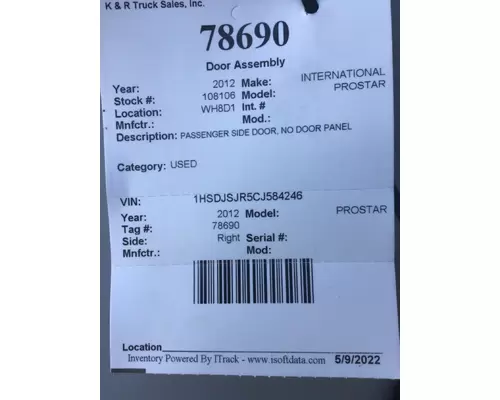 INTERNATIONAL Prostar Door Assembly, Front