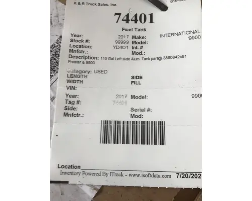 INTERNATIONAL Prostar Fuel Tank