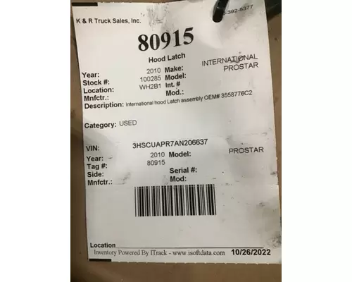 INTERNATIONAL Prostar Latches and Locks