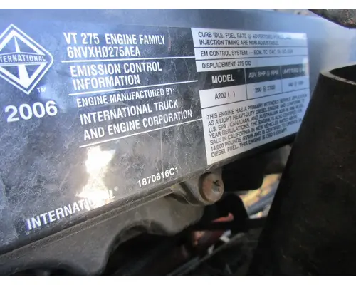 INTERNATIONAL VT275 Engine Assembly