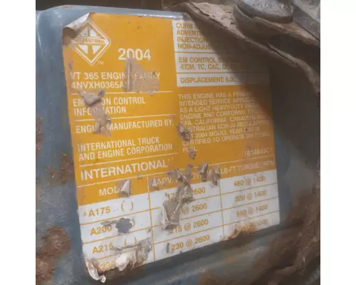 INTERNATIONAL VT365 Engine Assembly