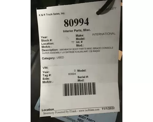 INTERNATIONAL  Interior Parts, Misc.