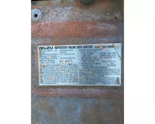 ISUZU 4HK1TC (5.2L) ENGINE ASSEMBLY