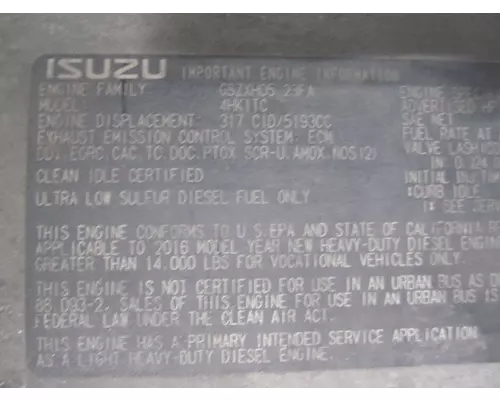 ISUZU 4HK1TC (5.2L) ENGINE ASSEMBLY